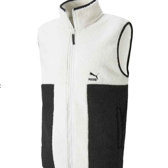 Puma 531708 CLSX  Sherpa Gilet Vest Off-White / Black - Picture 1 of 8